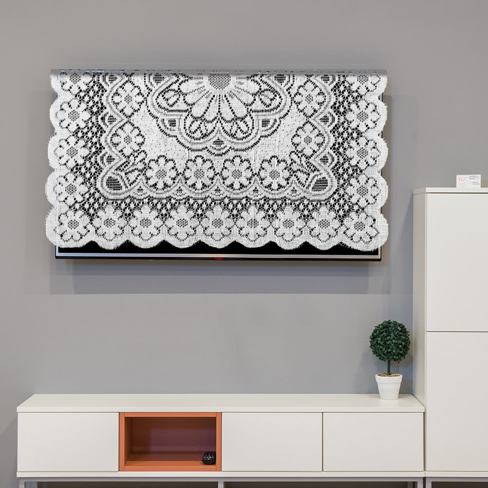 Kitchen Appliances In White - Stijlvolle witte kanten vierkante stofhoes voor