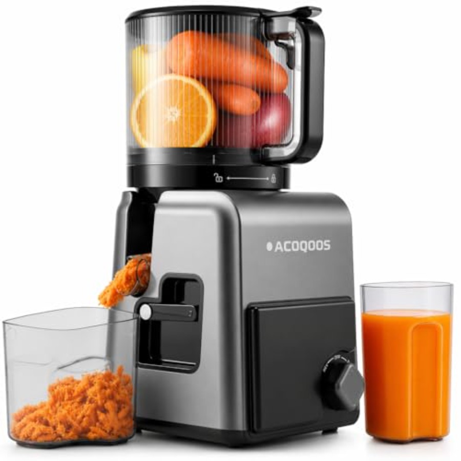 Juicer Cold Press Slow - 3-in-1 koudperssapcentrifuge voor thuisgebruik, oxidegrijs roestvrij