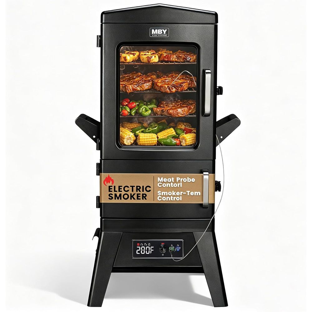 Electric Smoker Bbq - Elektrische BBQ-rookoven met grote capaciteit, deksel,